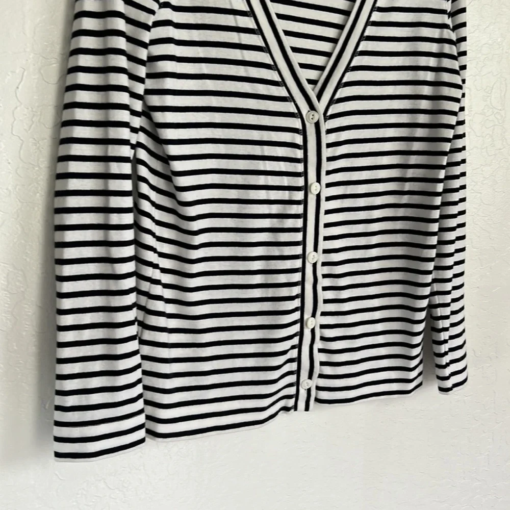 Eddie Bauer Striped Cardigan Sweater lightweight petite medium